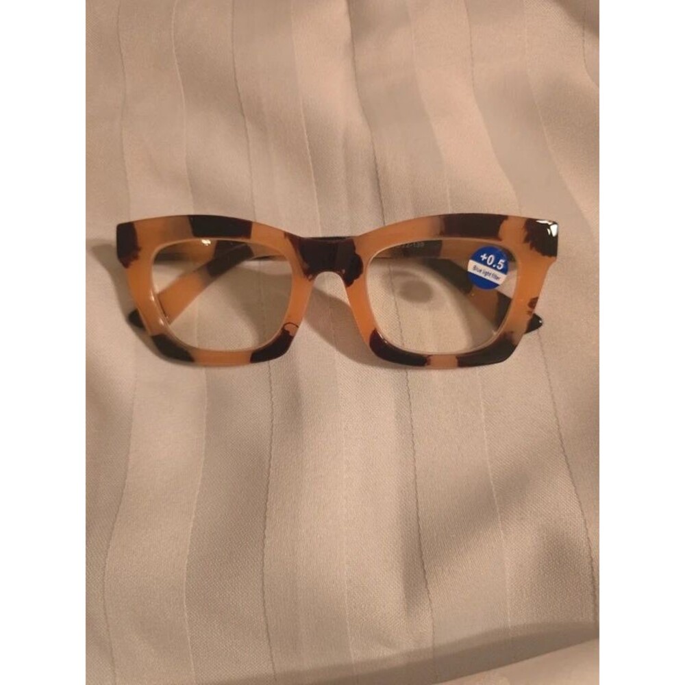 +0.50 Blue Light Reading Glasses Black Oversized Square Statement Frame #0072